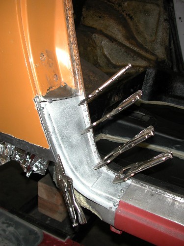 darrylds porsche 912 project page phase 10 right outer rocker how to weld sheet metal
